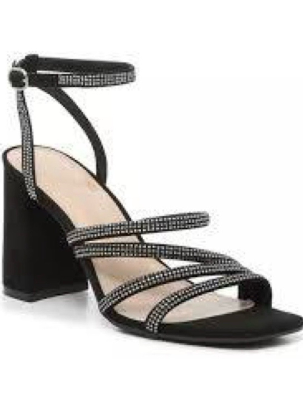 Kelly & Katie Black Strappy Heels with Rhinestones